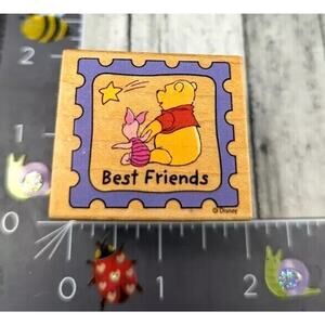 All Night Media Disney Best Friends Pooh Piglet Rubber Stamp Wood #A74